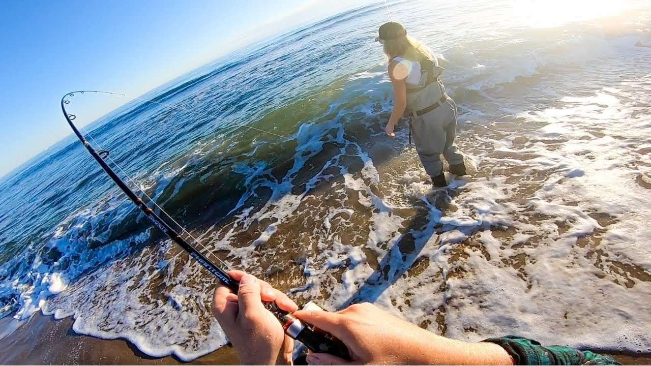EPIC BEACH FISHING ACTION on JIGS in the Surf – Grilled Redfish Recipe