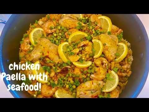How to make a tasty Paella with chicken and seafood. The original Spanish recipe
