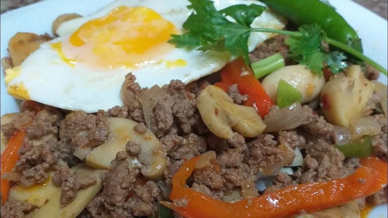 How to make Stir fry mince beef  with mushrooms N egg😋