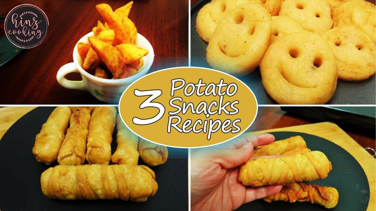 3 Easy Potato Snacks Recipes – Potato Wedges – Potato Smiley – Potato Finger Samosa – Hinz Cooking