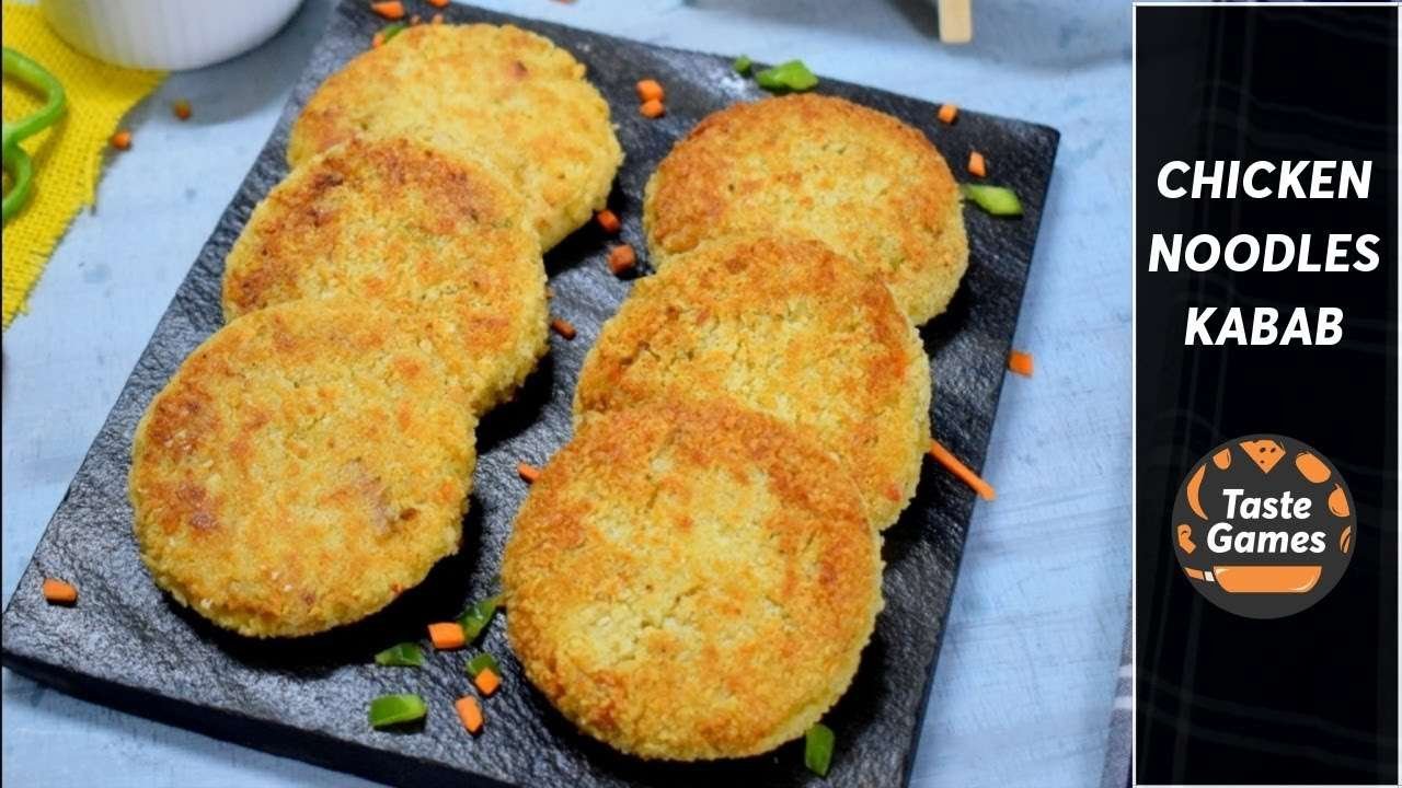 Chicken Noodles Kabab Recipe || Kids Lunch Box Recipe || By Taste Games