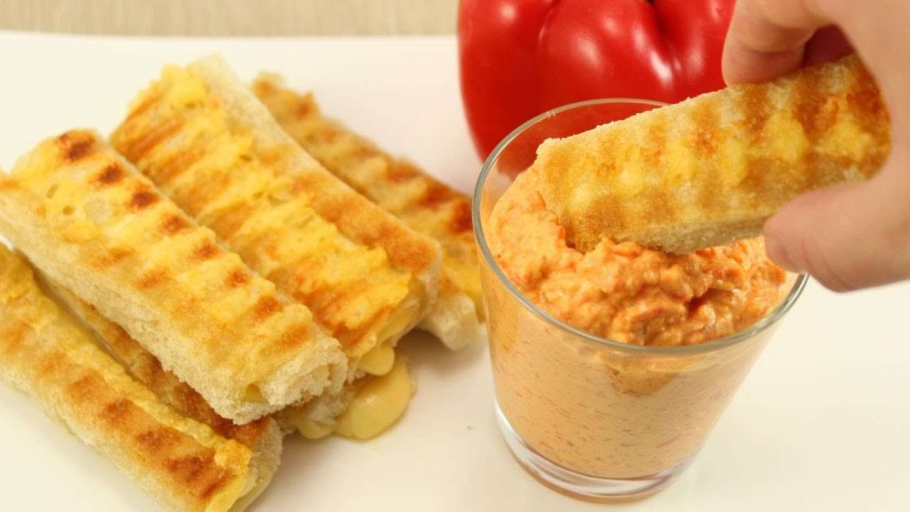 Cheese Roll-Ups & Paprika-Dip / How to make Cheese Roll-Ups & Sweet Bell Pepper Dip