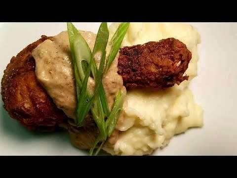 Easy, Cheap, skillet fried chicken with mashed potatoes and gravy!