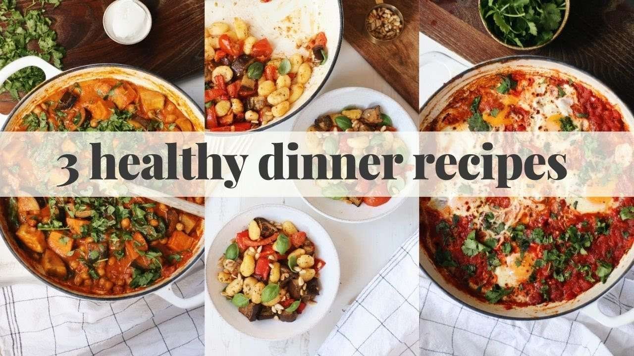3 Healthy Dinner Recipes! Easy Dinner Ideas: Sweet Potato Curry, Shakshuka, Vegan Gnocchi