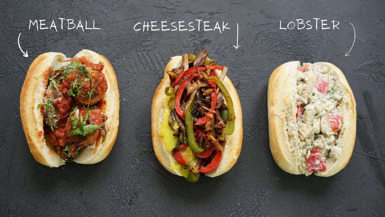 MEATY Vegan Sandwich Ideas –  Philly Cheesesteak, Lobster roll, Meatball Sub recipe