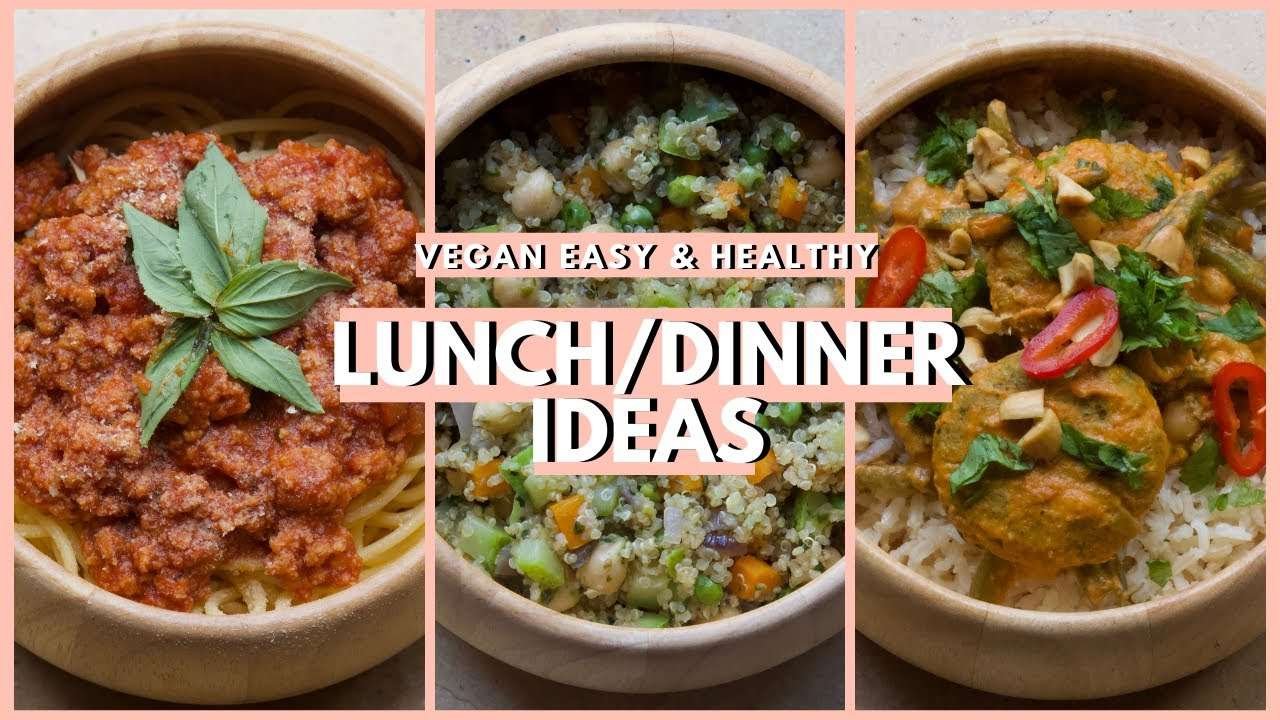Vegan lunch/dinner ideas (Vegan Bolognese, Leftover vegetables Quinoa dish & Red curry tofu patties)