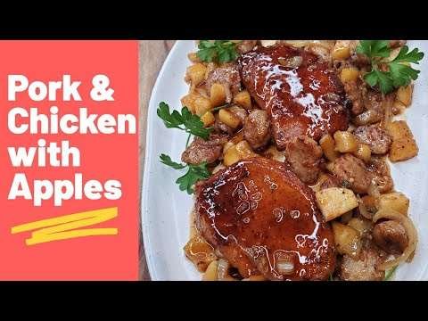 Pork Chops and Chicken Sausages with Apple