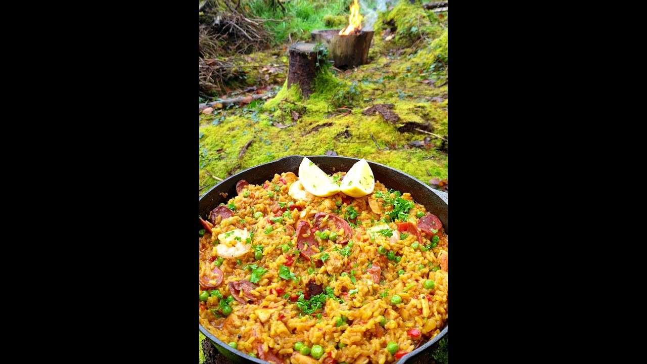 Not You EveryDay Paella with Chorizo🔥 ASMR Forest Made