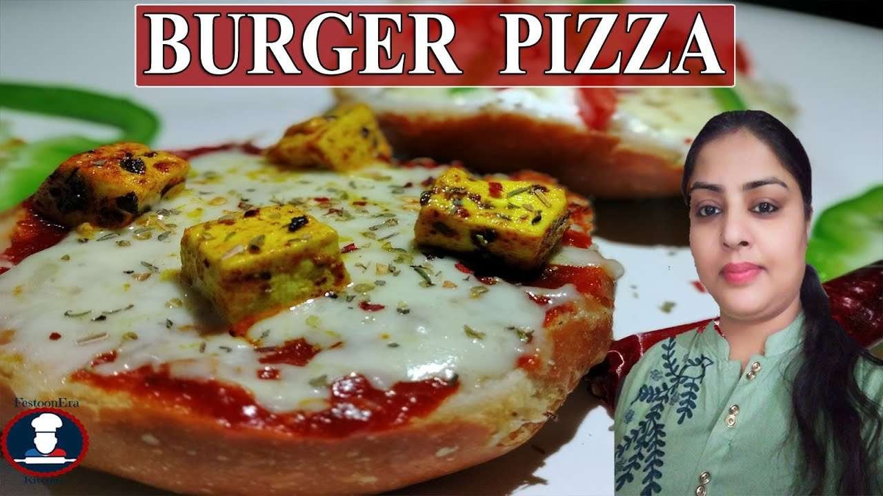 Burger Pizza without Oven | Quick Easy Pizza Snack Recipe | Learn Cooking Homemade Veg Burger Pizza