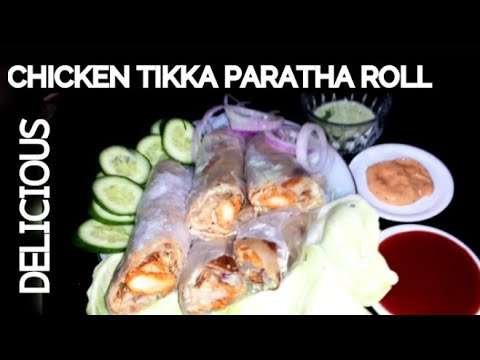MOST DELICIOUS CHICKEN TIKKA PARATHA ROLL RECIPE# HOME MADE IS BEST COOKING/ BY AANZA ANSARI 😋