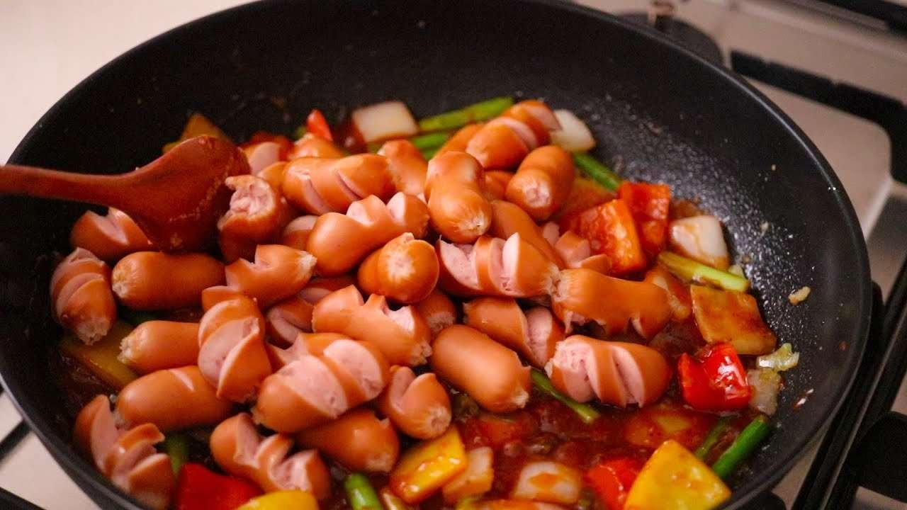 Stir-fried Sausages & Vegetable in ketchup | Easy Recipe