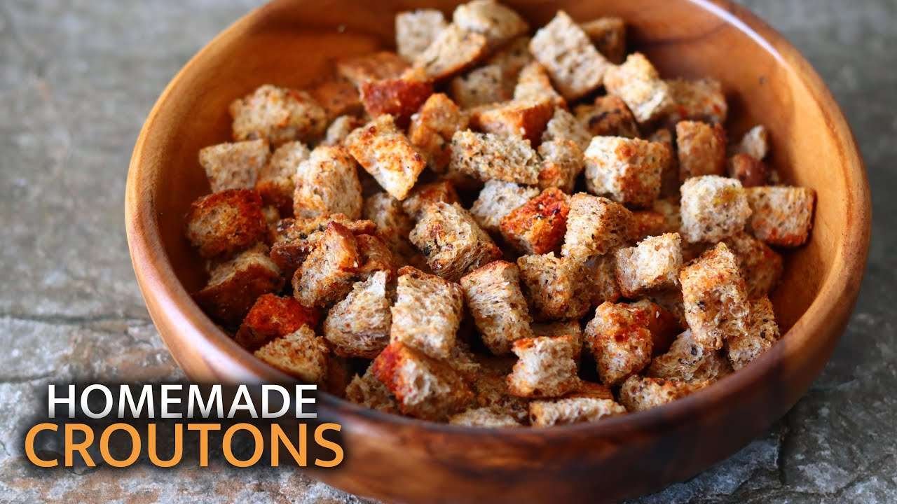 HOMEMADE CROUTONS | CRISPY CROUTONS WITHOUT OVEN | SOUP & SALAD ACCOMPANIMENT | BY KRAFTED KITCHEN