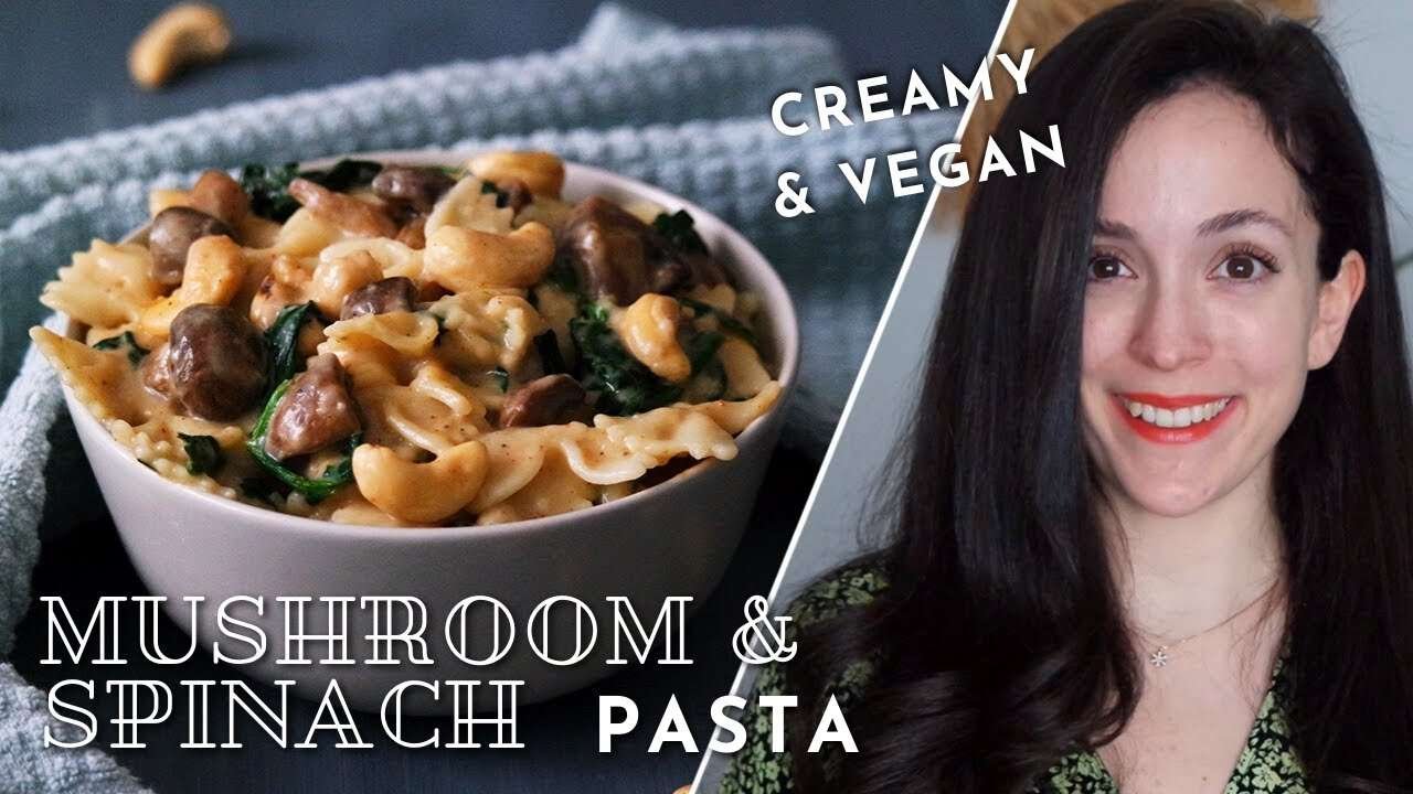 😋 Creamy Mushroom Spinach Pasta Recipe | How to Make Dairy Free & Tasty Sauce +SURPRISE INGREDIENT