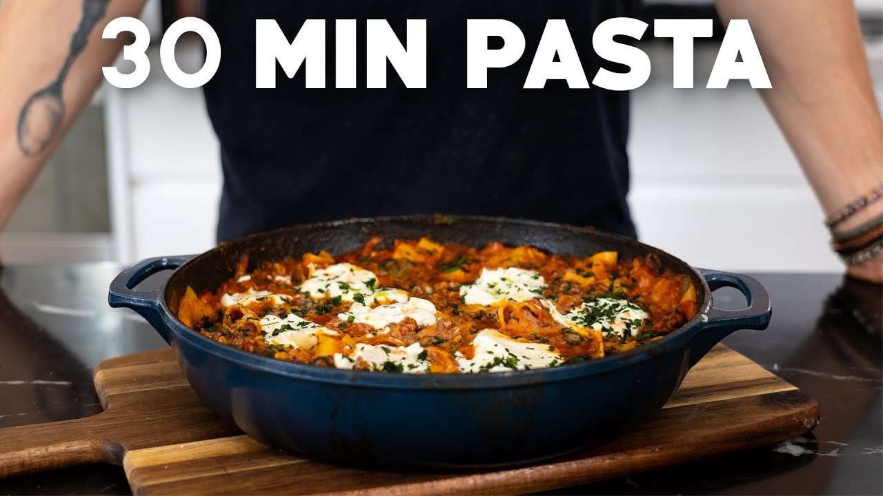 Cheesiest No Oven Lasagna – One Pot Recipe