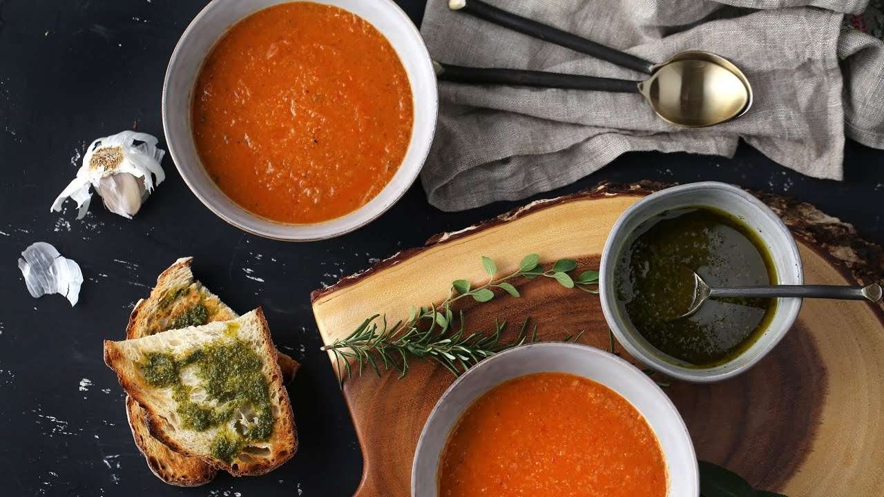 YUMMY RED LENTIL SOUP + Green Herb Sauce (from scratch)