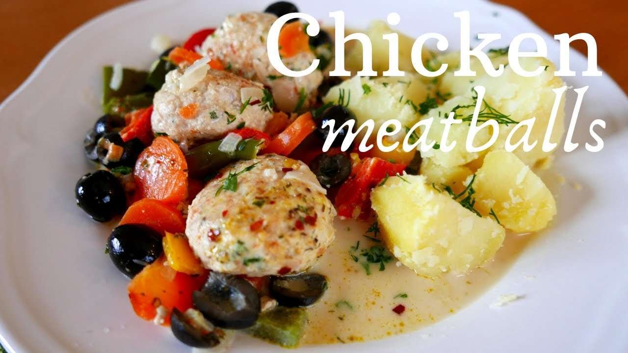 CHICKEN MEATBALLS WITH PAPRIKA AND OLIVES
