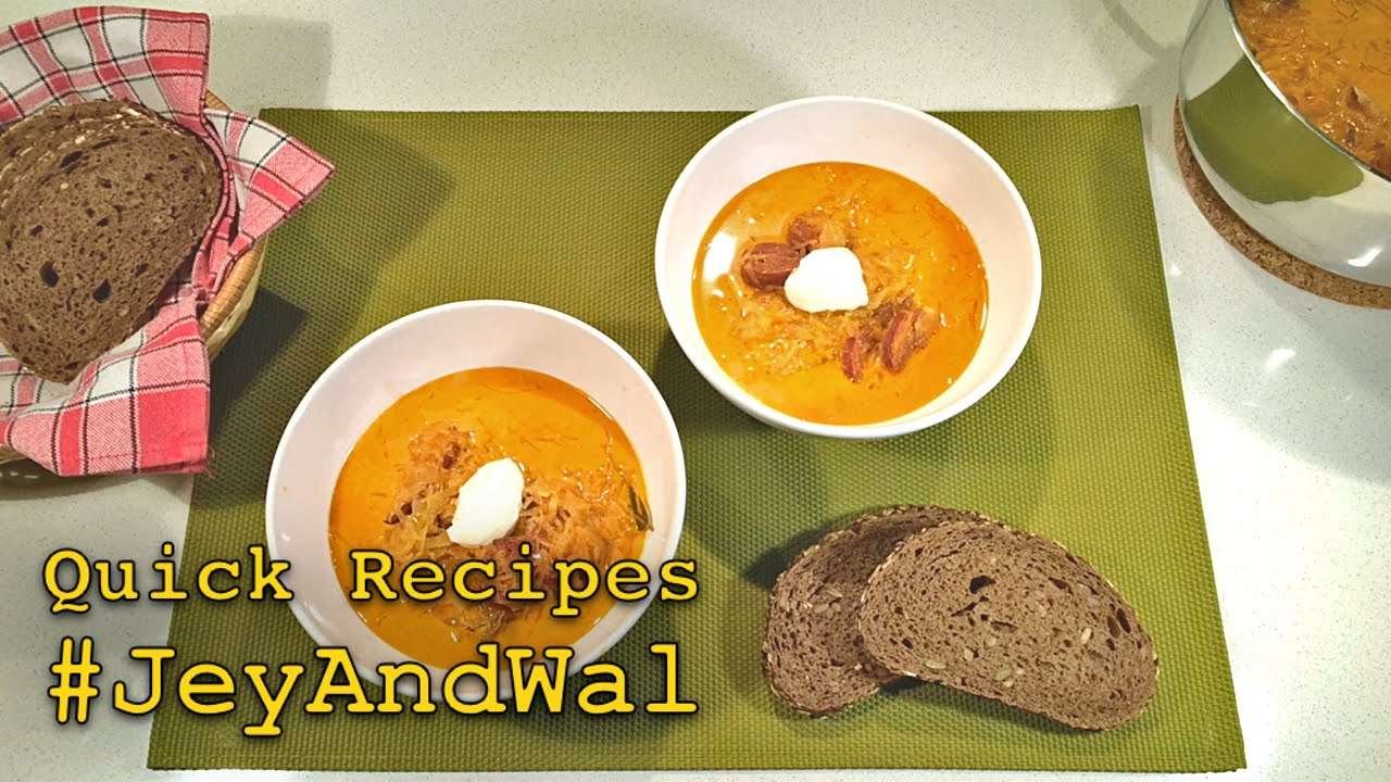 Spicy Sauerkraut Soup with Mushrooms | JeyAndWal