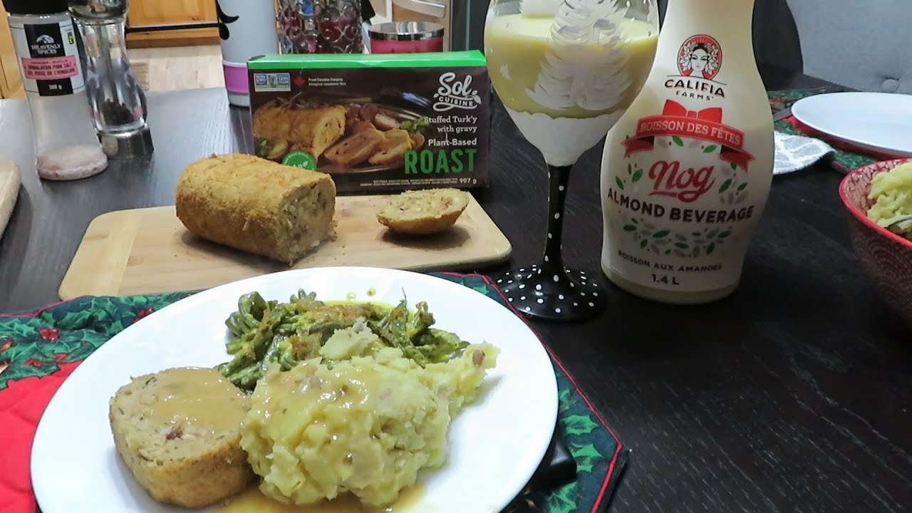 Green Bean Casserole Recipe & Vegan Sol Stuffed Turk'y Roast Review // Vegan // Christmas Dinner