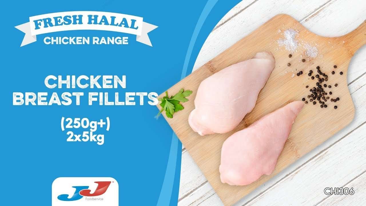 JJ Fresh Halal Chicken Breast Fillets (250g+) 2x5kg