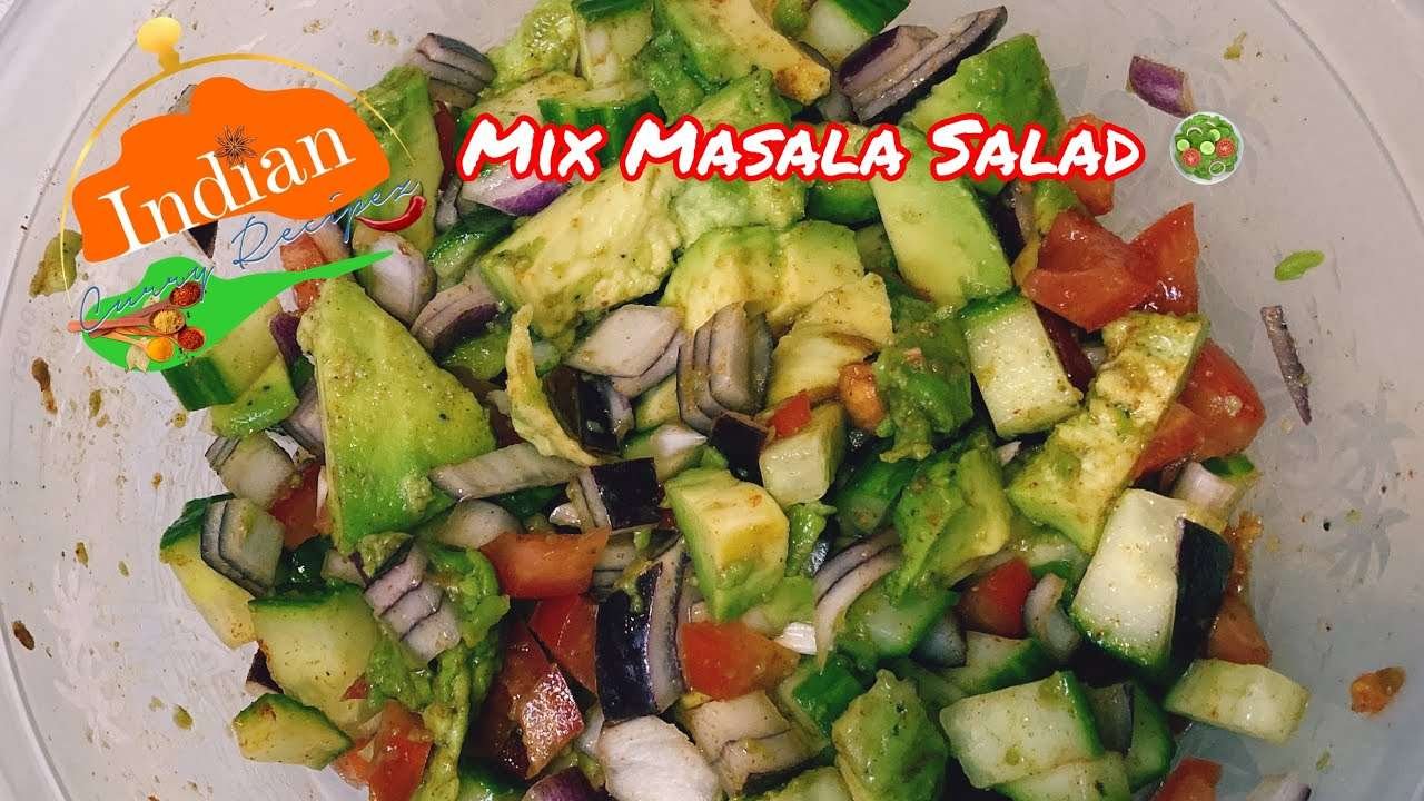 ✔️How to make tasty Indian healthy mixed salad 🥗 with 🥑 🍅 🧅 🥒 & spices. Easy recipe at home