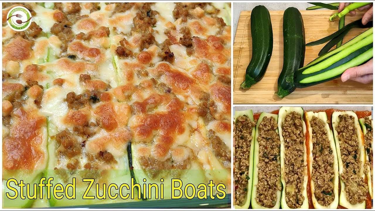 Baked Stuffed Zucchini | Stuffed Zucchini Boats | Stuffed Zucchini Indian Style | Manosalva