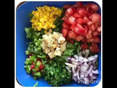 Southwestern Salad with Avocado Dressing and Chicken a fast recipe