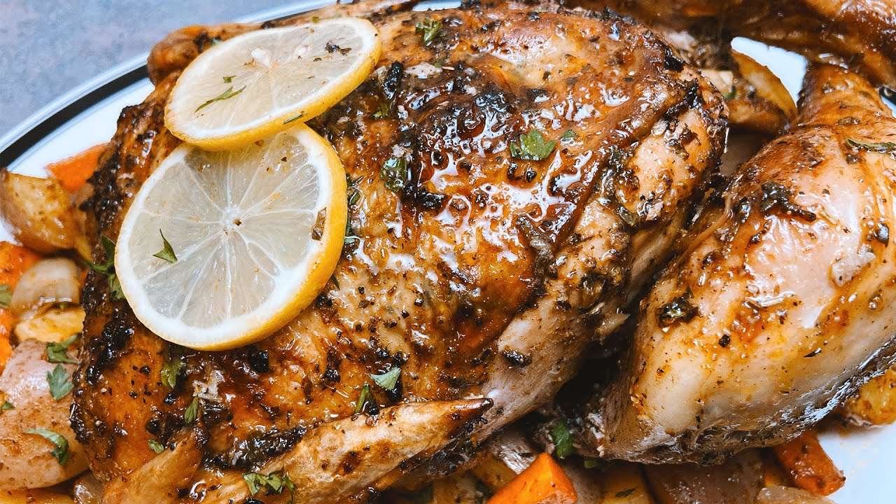 Lemon Garlic Chicken | One Pan Roasted Chicken and Potatoes | ബേക്ഡ് ലെമൺ ഗാർലിക് ചിക്കൻ