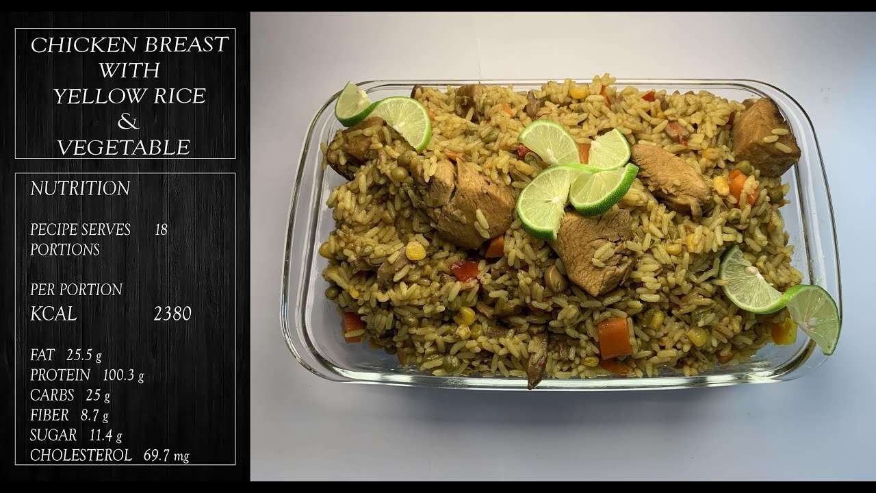 Chicken Breast With Yellow Rice And Vegetable Easy Recipe 🍚