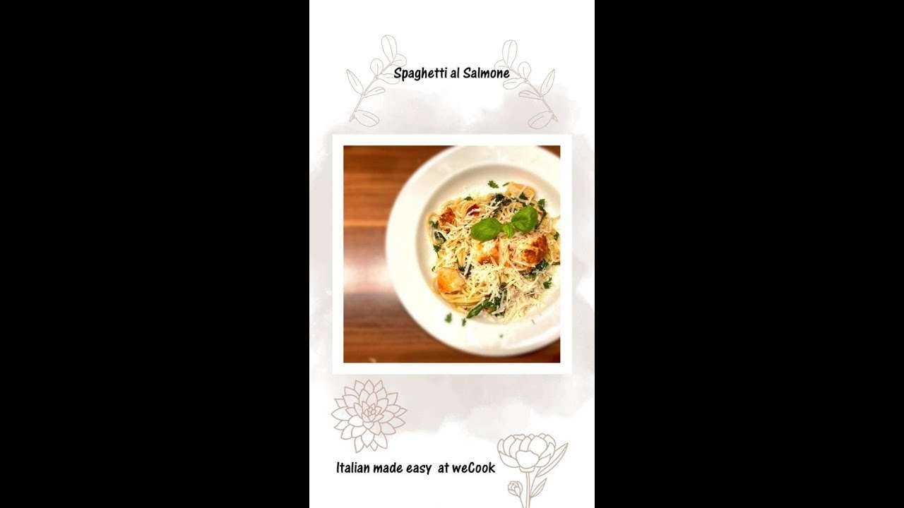 Spaghetti al Salmone| Pasta in creamy sauce|Easy Italian| Creamy spinach salmon spaghetti