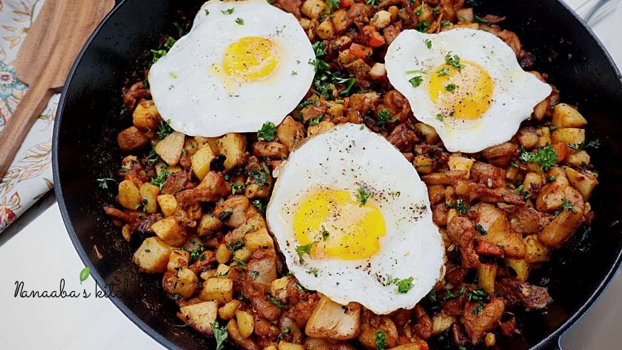 Ultimate breakfast – Chicken  and Potato Hash –    Easy One Pan breakfast Recipes