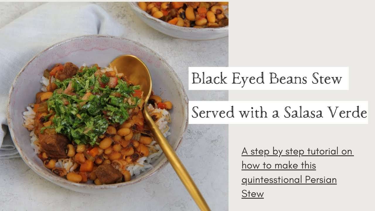 Black Eyed Beans and Beef Stew with Salsa Verde