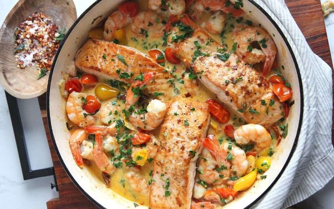 My Favorite Shrimp & Salmon With Creamy Sauce