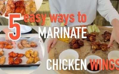 5 easy ways to marinate chicken wings. BBQ, Honey mustard, Paprika, Soya sauce spicy, Curry