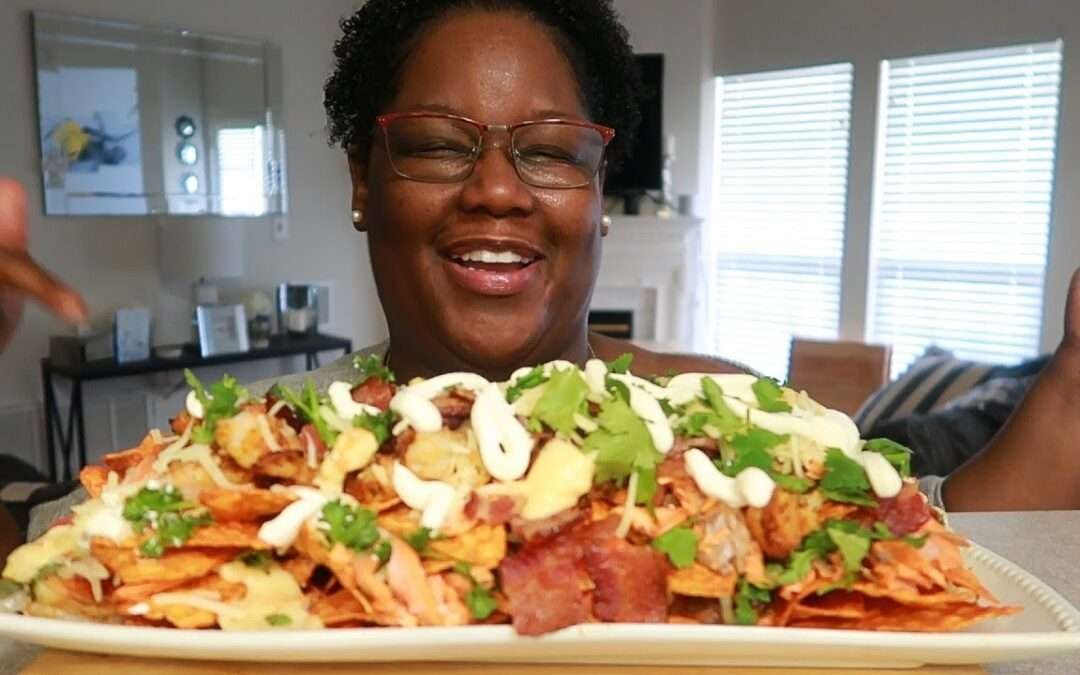 LOADED SEAFOOD NACHOS COOKING AND EATING