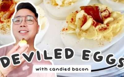 Deviled Eggs with Bacon | Candied bacon, smoked paprika