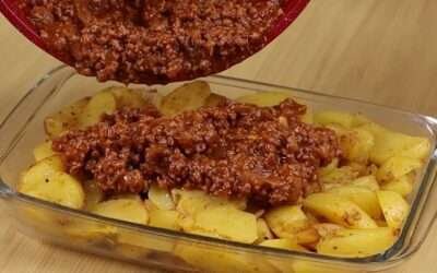 Just pour the beef mince over the potatoes! Easy and delicious recipe!