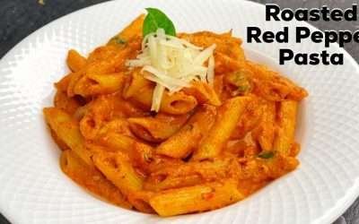 Creamy Roasted Red Pepper Pasta | Red Sauce Pasta | Crispy Garlic Bread | Flavourful Food