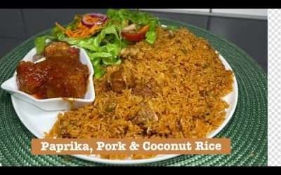 PORK, PAPRIKA & COCONUT JOLLOF RICE | EASY Jollof Rice Recipe | Step By Step | Lovystouch