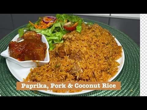 PORK, PAPRIKA & COCONUT JOLLOF RICE | EASY Jollof Rice Recipe | Step By Step | Lovystouch
