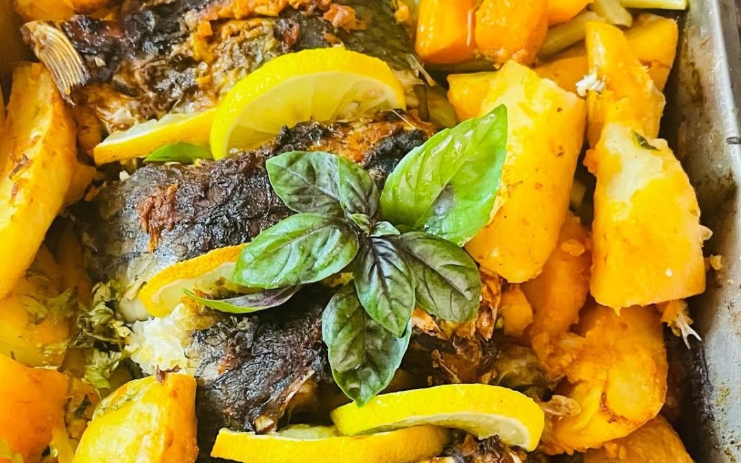 Stuffed/Carp/fresh/from Prespa Lake/