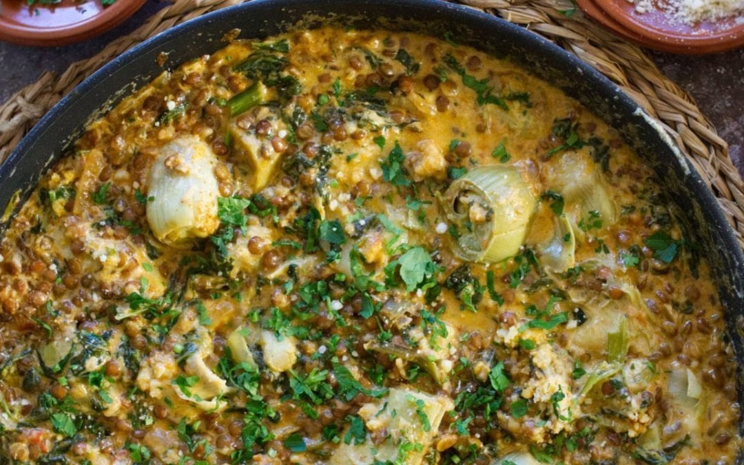 How to Make Creamy Artichoke Casserole with Spinach, Lentils, and Paprika (Vegetarian Recipe)