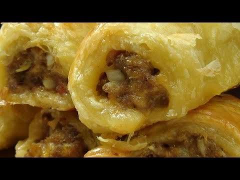 Easy Delicious Cheese Beef & Bacon PASTRY/SAUSAGE ROLLS