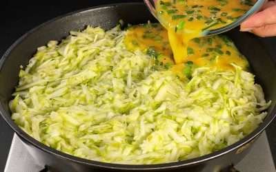 Whisk zucchini and eggs! I cook this 3 times a week! Easy recipe