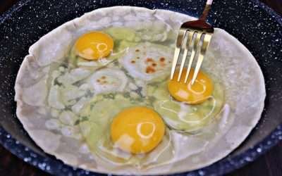Just pour eggs on tortilla! You will be amazed at the results! easy & delicious breakfast recipe,