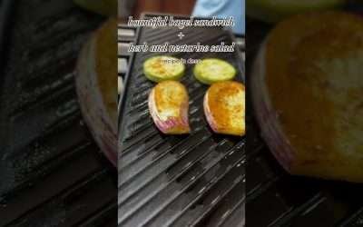 Bountiful Bagel Sandwich (Easy recipe from fresh produce) with Herbs & Nectarine salad #shorts #food