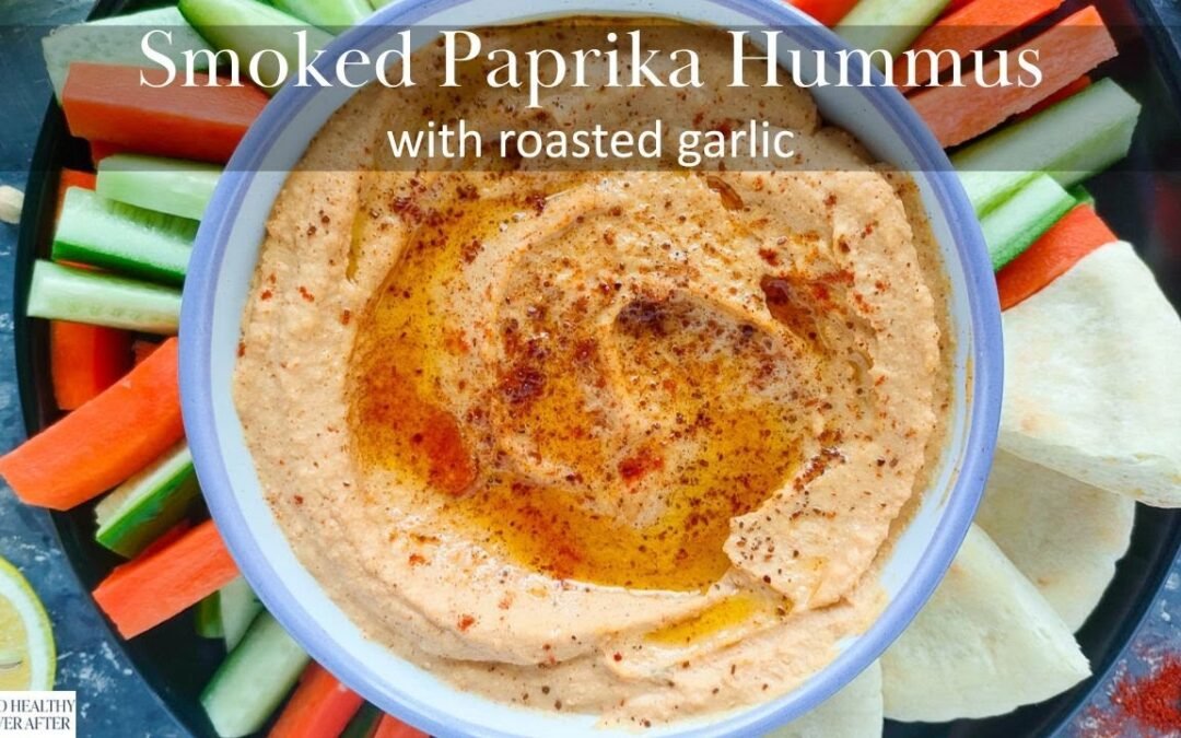 Smoked Paprika Hummus with Roasted Garlic | Healthy, Oil-Free Paprika Hummus Recipe