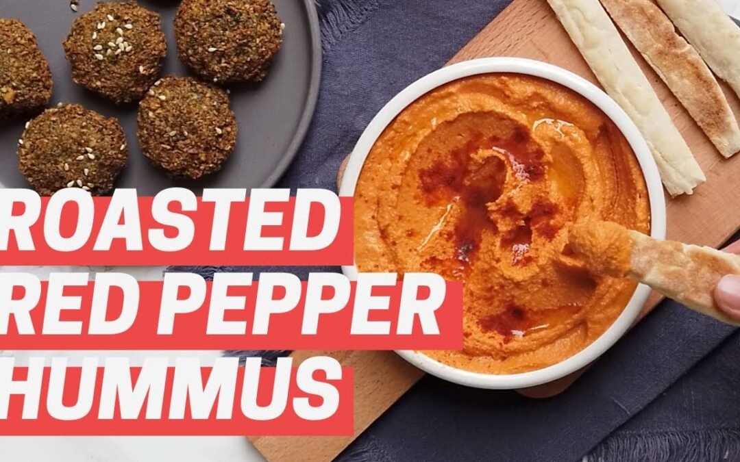 Roasted red pepper hummus, the perfect vegan snack